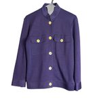 Liz Claiborne  Knit Jacket Womens Small Purple Large Button Front Business Chic Photo 1