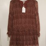Joie ππ Snow Print Chiffon Dress ~ Port Wine 100% Silk Medium M NWT Photo 7
