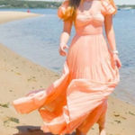 Free People NWOT  Sundrenched Smocked Puff Sleeve Maxi Dress color orange sz XS Photo 0