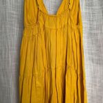 Forever 21  Yellow Tiered Babydoll Summer Mini Dress Plunging Neckline Photo 4