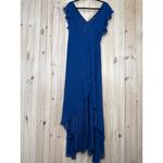 Lulus NWT  Ravishing Charm Dark Blue Ruffled Wrap High-Low Maxi Dress Wedding M Photo 2