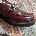 ShoeDazzle Burgundy Chain Loafers Faux Patent Leather Lug Sole Shoes Women’s 6.5 Silver Photo 9