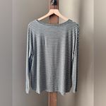 American Eagle  Soft & Sexy V-Neck Long Sleeve Tee Grey White Stripes Size Small Photo 8