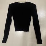 Forever 21 cropped black ribbed vneck henley long sleeve size small Photo 3