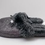 Michael Kors Slippers Fur Glitter Gunmetal Silver Size 6/7 Photo 2