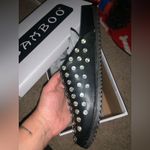 Bamboo Studded diamond faux leather clog slip on black shoes designer classic summer Photo 3