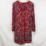 Chelsea & Theodore Women's S Red Boho Floral Paisley Long Sleeve Dress Size 4 Photo 6