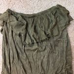 Chaser Olive Green Romper Womens Small Off Shoulder Ruffle Drawstring Boho Photo 3