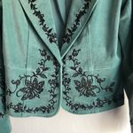 Karen Kane Turquoise Blue Green Velvet Jacket Embroidery Detail Size 6 western Photo 2