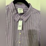 Gap  Purple White Blue Striped Shirt Sz L Photo 2