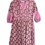 Taaga Boho Maternity Dress Pink Rose Shimmer Floral Tunic Women’s Size Small Photo 5