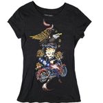 Betty Boop  American Traditional Patriotic USA Eagle Motorcycle T-Shirt M 7/9 Photo 0