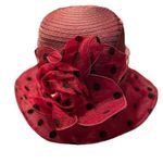 #812 YAYILU Chiffon Hat Red Photo 2