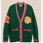 Banana Republic Athletics Varsity Logo Cardigan Green Pink Yellow Size XS Photo 1