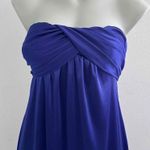 Poetry Satin Ruched Strapless dress Blue Medium Knee Length Womens Photo 3