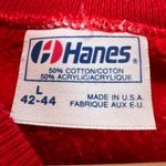 VINTAGE Hanes LARGE Red Joy to the World Ugly Christmas Sweater USA Long Sleeve Photo 7