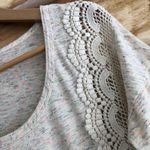 Daytrip  multicolor speckled cream space dye crochet trim top M Photo 4