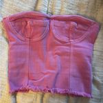 superdown Pink Denim Strapless Denim Bustier Top Photo 0