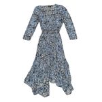 Maje  Rayemik Printed Midi Dress 3/4 Sleeves V-Neck Pullover Geometric Blue EU 38 Photo 5