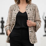 Chico's  Embellished Beaded Jeweled Khaki‎ Jacket Size Large 2 Photo 0