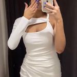 ZARA dress mini fitted one sleeve white cut out party coctail wedding Photo 2