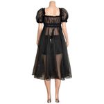 SELKIE The Caviar Lace Boudoir Silk Dress, Black, Small Black Photo 6