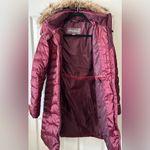 Eddie Bauer  EB650 Women Maroon Faux Fur Removable‎ Hoodie Goose Down Coat Sz XS Photo 11