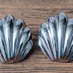 Vintage Stud Earrings Silver Tone Shell Design 7/8" Beach/Seaside Theme Photo 0