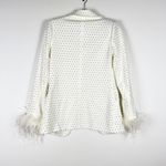 Akira White Bridal Bride Crystal Jewel Diamond Embellished Feather Blazer Jacket Photo 2