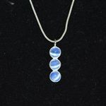 Triple Drop Blue Cat's Eye Chic Silver Tone Snake Chain Necklace Photo 1