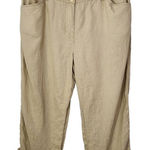 Jones New York  Khaki Linen Cropped Pants Size 14 Capri Linen Pants Photo 0