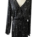 Gap Flowy Long Sleeve Mini Dress – Black & White Dotted, Size Medium Photo 0