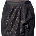 Cache  Black Lace Faux Wrap Stretch Ruched Cinched Self Belt Lined Skirt $138 NWT Photo 2