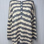 Peruvian Connection  Vintage Crochet knit Blue and Cream Striped Sweater Size M/L Photo 0