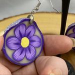 Retro Polymer Hand Painted Flower Earrings Purple Photo 1