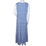 Chico's Dress Womens 12 14 Blue Geometric Ruffle Hem Tank Dress Maxi Chic Casual Photo 4
