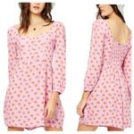 Billabong NWT  Dress Floral Pink Mini Fit & Flare Mini Long Sleeves Women's L $60 Photo 1