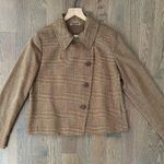 Max Mara  Plaid Wool Angora Short Collared Jacket in Brown / Tan US 14 / Large Photo 0