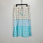 Ming Wang Maxi A Line Skirt Gingham Cotton Poplin Blue White High Waist M NWT Photo 5