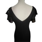 Vtg.SL Fashions Black Flutter Sleeve witchy gothic hem deep V back dress SZ. 10 Photo 7