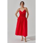 ASTR NWT the Label Popcorn Waist Midi Dress Cherry Red Sz Medium Photo 2