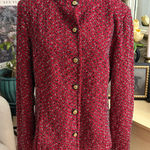 St. John Collection ST. JOHN Red‎ Tweed Button Down Jacket Size 12 Photo 0
