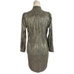 Sabina Musayev Agatha Metallic Gold Long Sleeve Mini Dress Neck Tie Size XXS Photo 10