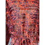 Free People  Small Blouse Paisley Metallic Stripe Shirt Boho‎ Hippie Peplum Photo 1