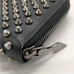Christian Louboutin Black Leather Panettone Spike Zip Around Wallet GUC Photo 8