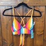 Marine layer Swim, Plunge Bikini Top, Colorful Striped, Size S Photo 0