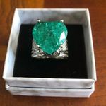 Ladies elegant large paraiba tourmaline emerald heart stone 925 ring 6 NIB Silver Photo 6