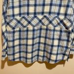 Free People  We The Free Sz M Wind River Flannel Pullover Shacket Blue Plaid Zip Photo 10