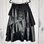 SheIn MOD Black Satin Tiered Maxi Skirt Sz L (8/10) NWT Side Zip Photo 3