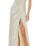 Mac Duggal NWT ilena for  gorgeous gold sequin gown Size 10 Photo 0
